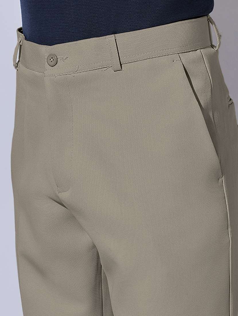 men solid mid rise flat front casual trouser - 22396233 -  Standard Image - 1