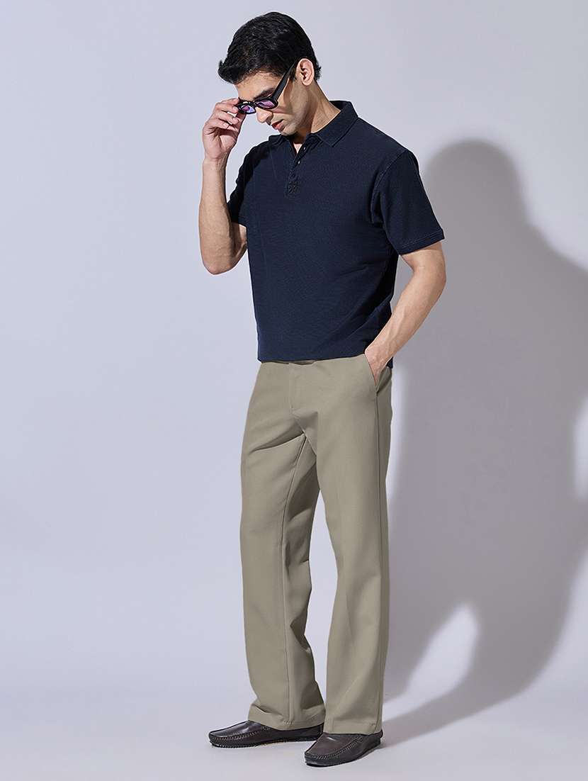 men solid mid rise flat front casual trouser - 22396233 -  Standard Image - 4
