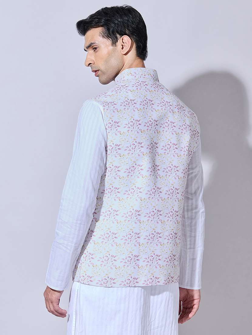 men printed mandarin neck nehru jacket - 22396240 -  Standard Image - 4