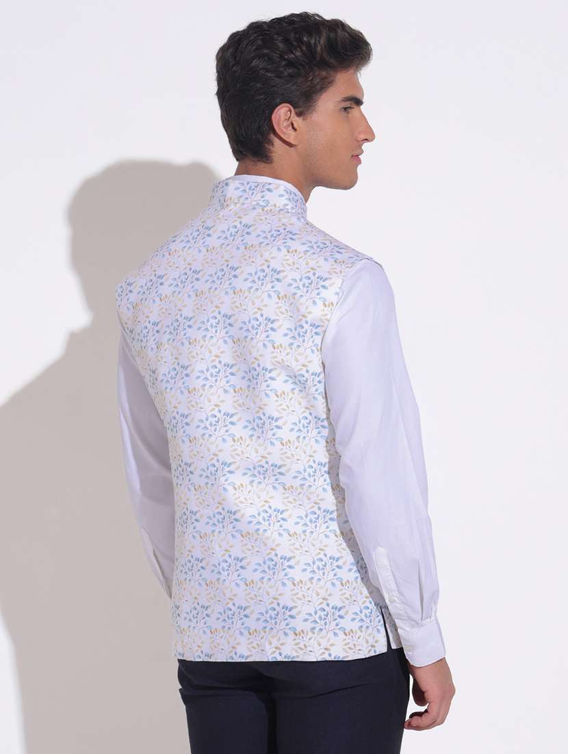 men printed mandarin neck nehru jacket - 22396241 -  Standard Image - 4