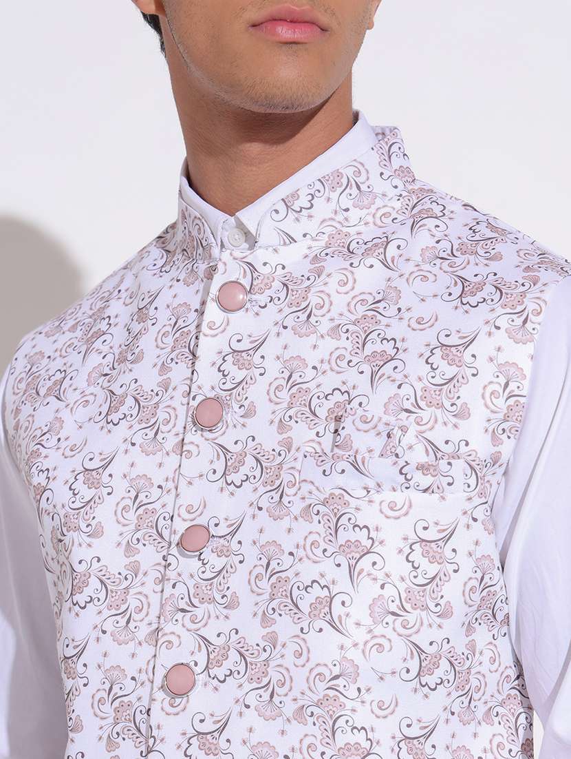 men printed mandarin neck nehru jacket - 22396243 -  Standard Image - 1