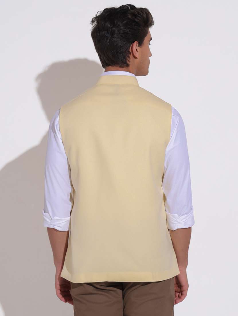 men solid mandarin neck nehru jacket - 22396251 -  Standard Image - 4