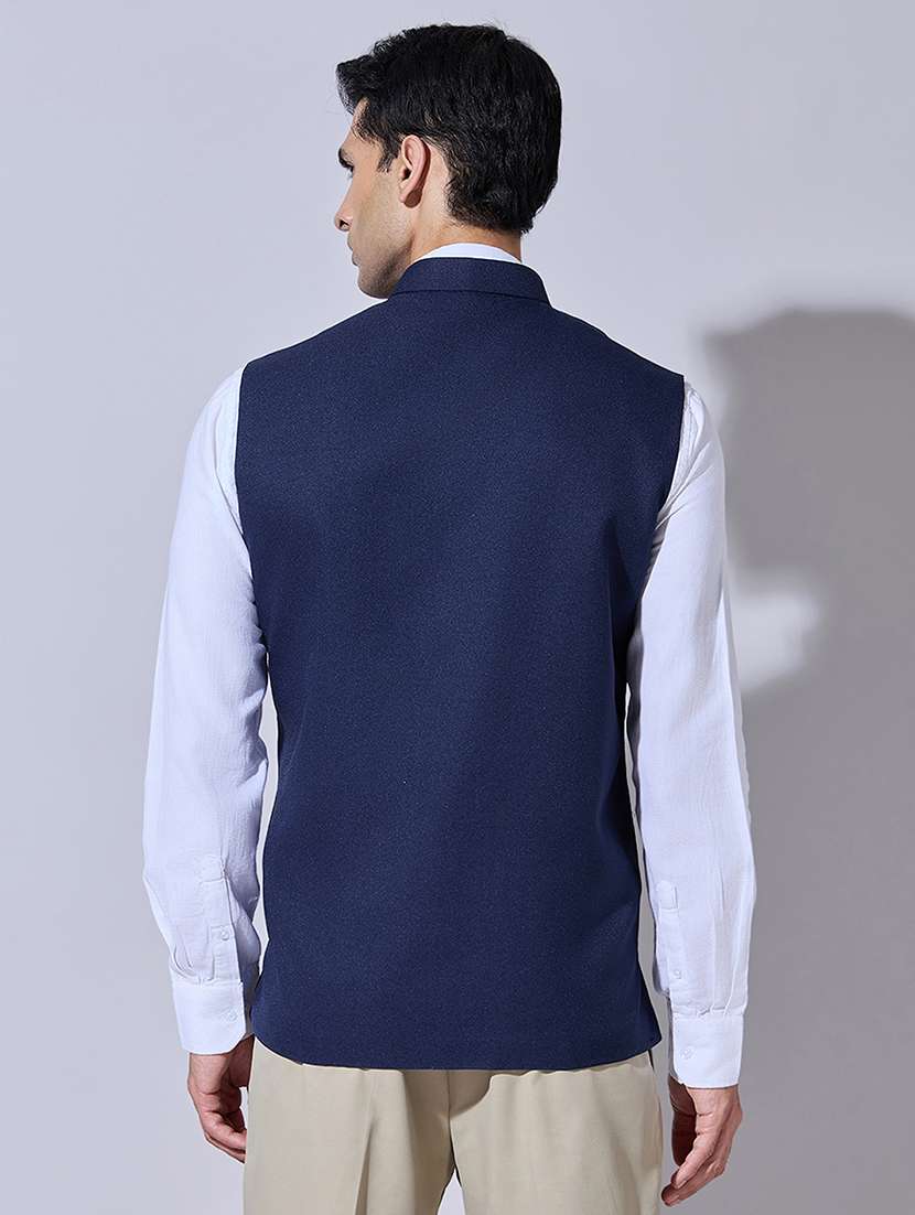 men solid mandarin neck nehru jacket - 22396255 -  Standard Image - 4