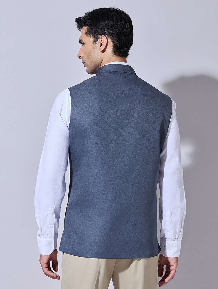 men solid mandarin neck nehru jacket - 22396256 -  Standard Image - 4