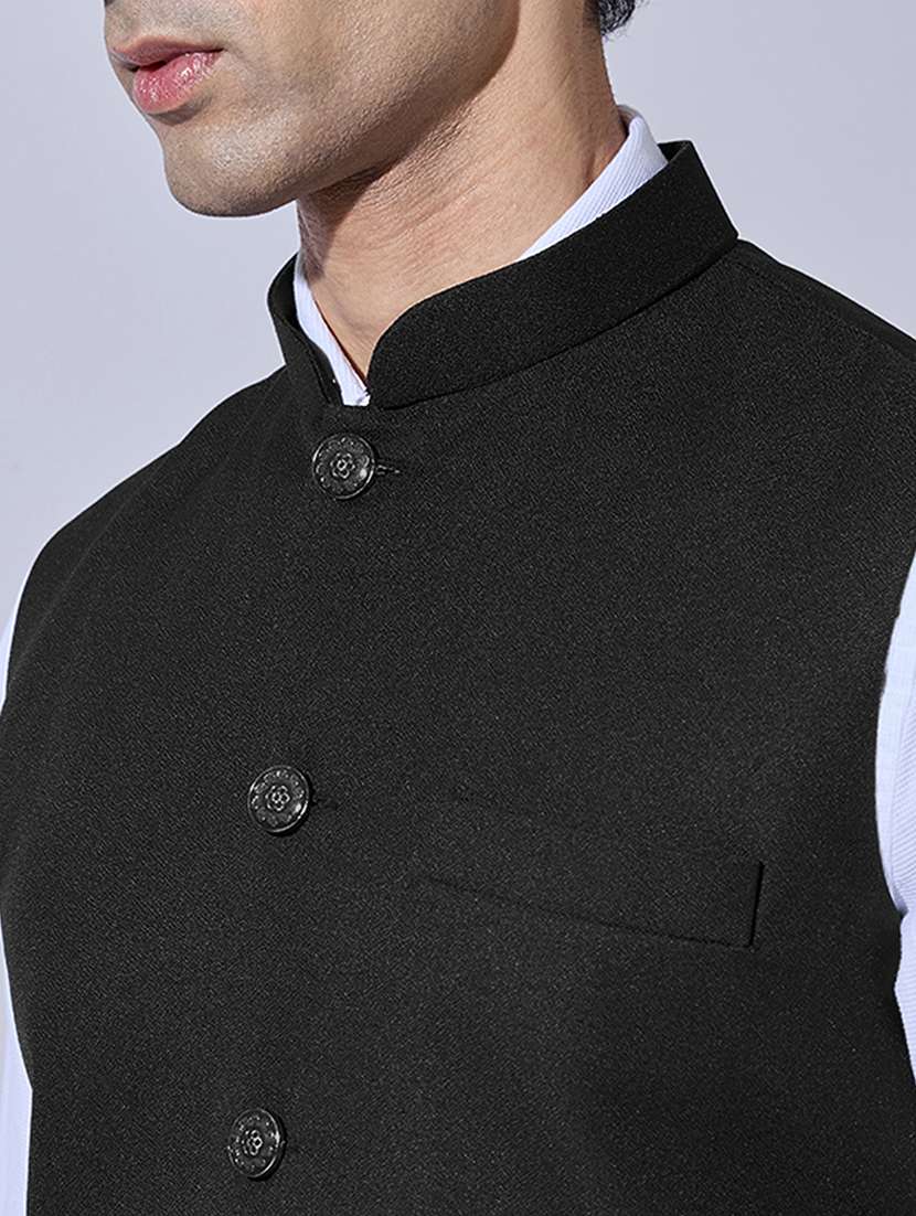 men solid mandarin neck nehru jacket - 22396257 -  Standard Image - 1
