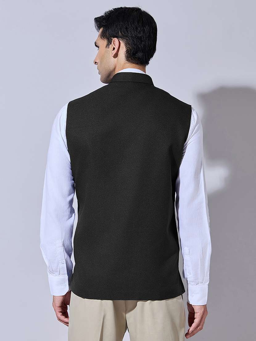 men solid mandarin neck nehru jacket - 22396257 -  Standard Image - 4