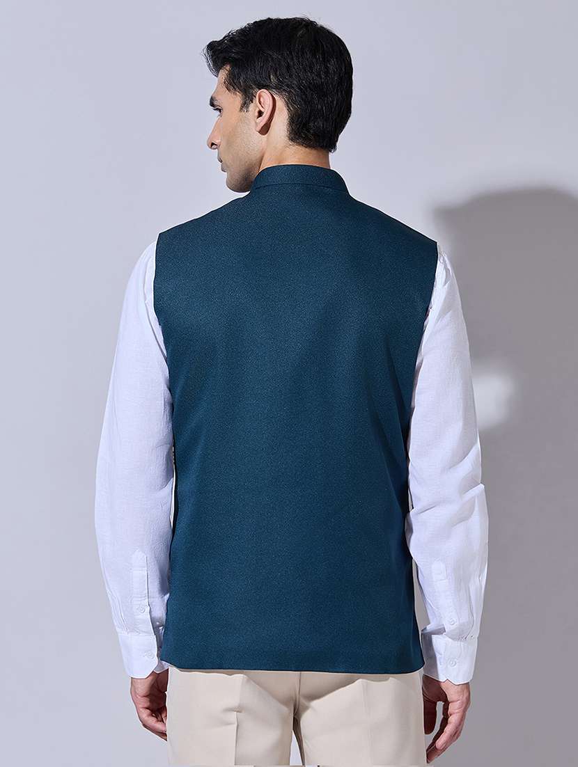 Men Solid Mandarin Neck Nehru Jacket - 22396258 -  Standard Image - 4