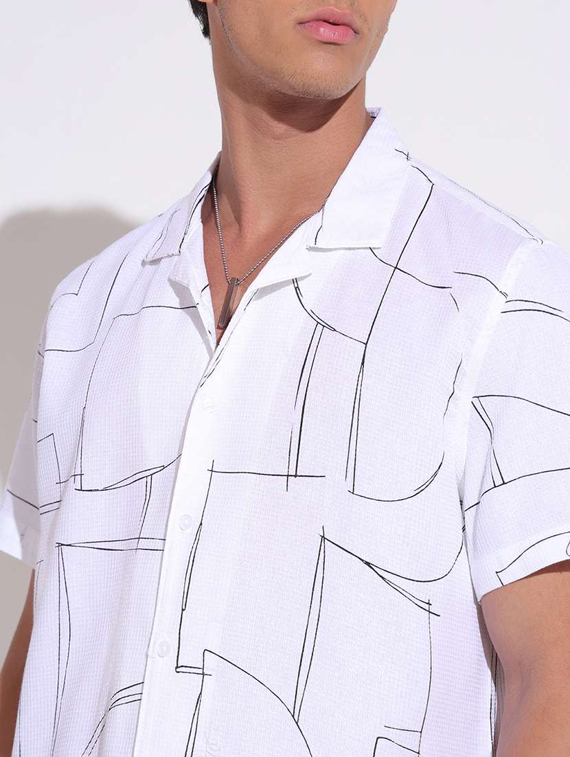 men printed short sleeve regular fit casual shirt - 22396259 -  Standard Image - 1