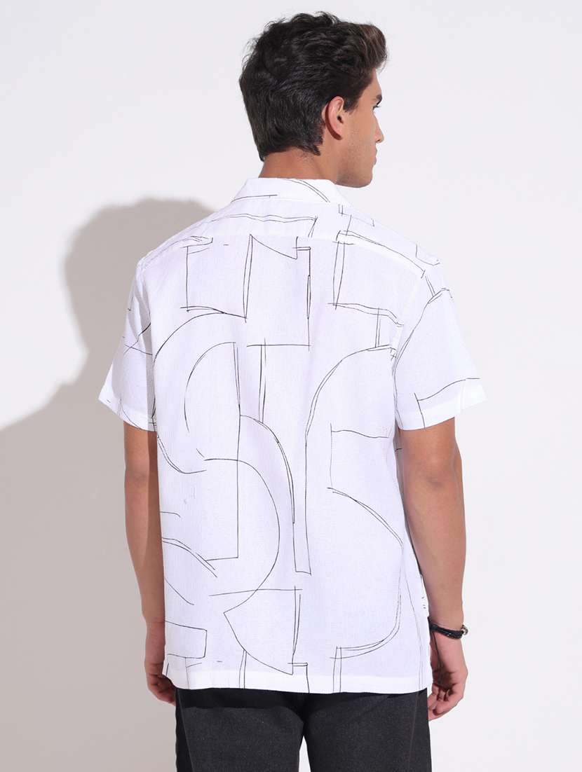 men printed short sleeve regular fit casual shirt - 22396259 -  Standard Image - 4