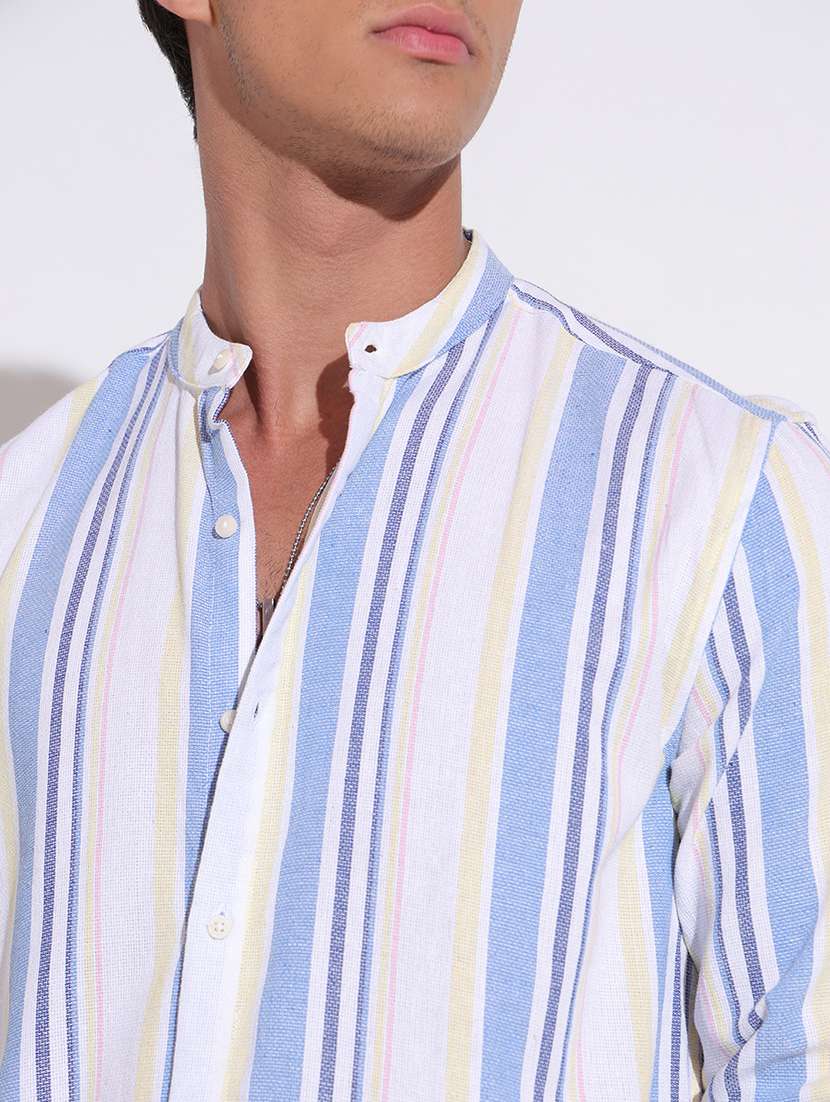 men striped long sleeve regular fit casual shirt - 22396263 -  Standard Image - 1