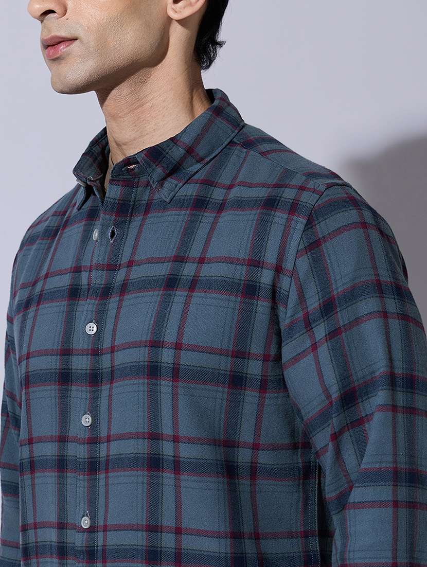 men checkered long sleeve regular fit casual shirt - 22396265 -  Standard Image - 1