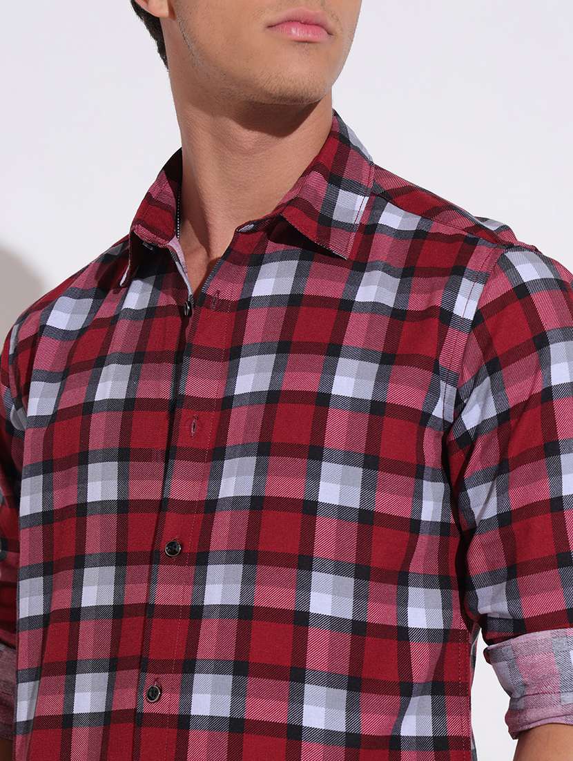 men checkered long sleeve regular fit casual shirt - 22396266 -  Standard Image - 1