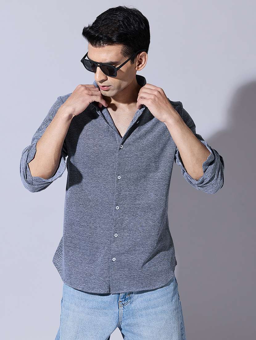 men solid long sleeve regular fit casual shirt