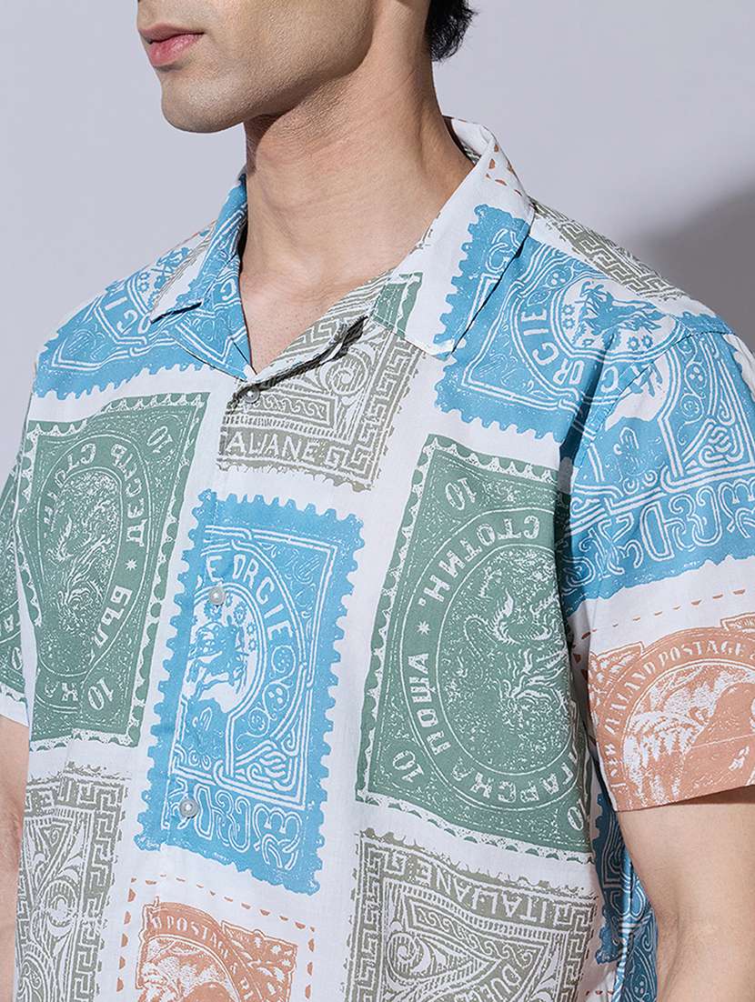 men printed short sleeve regular fit casual shirt - 22396281 -  Standard Image - 1