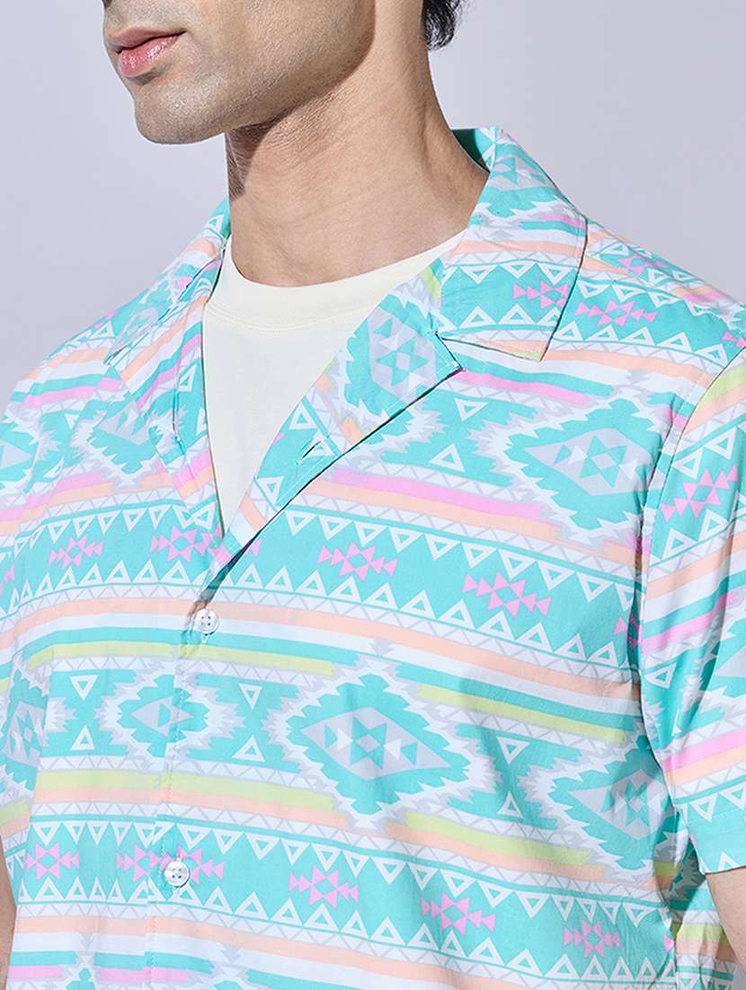 men printed short sleeve regular fit casual shirt - 22396282 -  Standard Image - 1