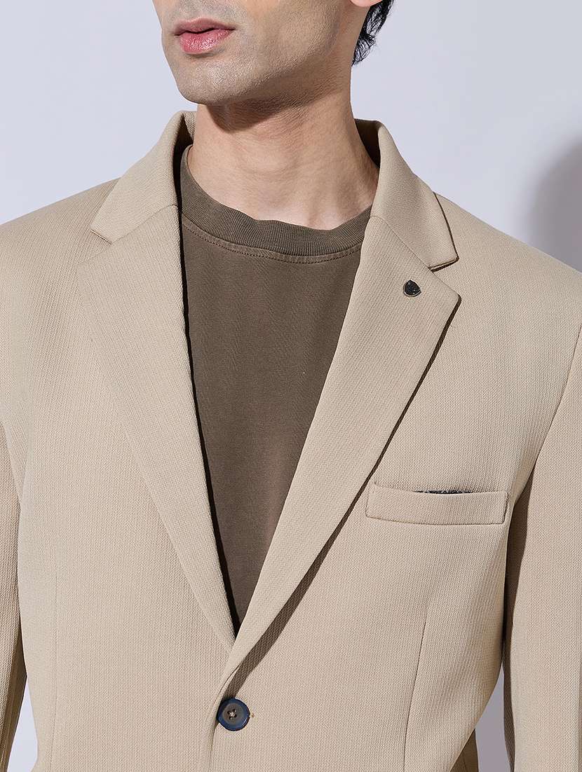 men solid lapel collar single breasted blazer - 22396291 -  Standard Image - 1