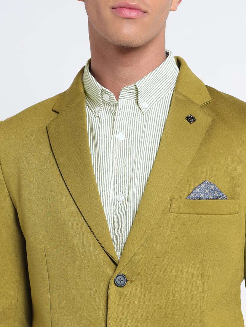 men solid lapel collar single breasted blazer - 22396292 -  Standard Image - 1
