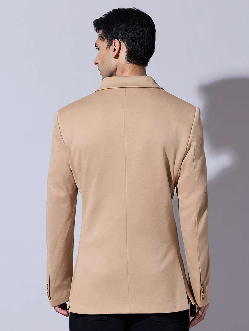 men solid lapel collar single breasted blazer - 22396293 -  Standard Image - 4