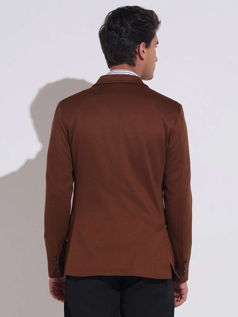 men solid lapel collar single breasted blazer - 22396294 -  Standard Image - 4
