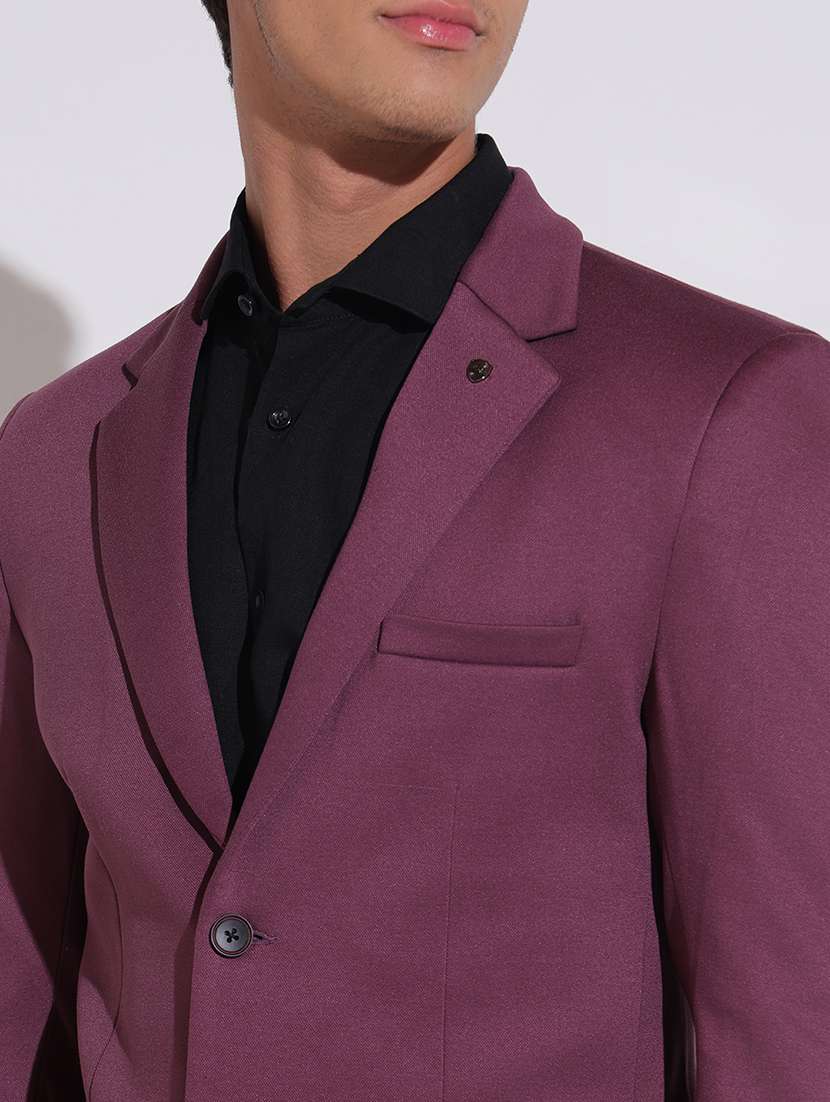 men solid lapel collar single breasted blazer - 22396295 -  Standard Image - 1
