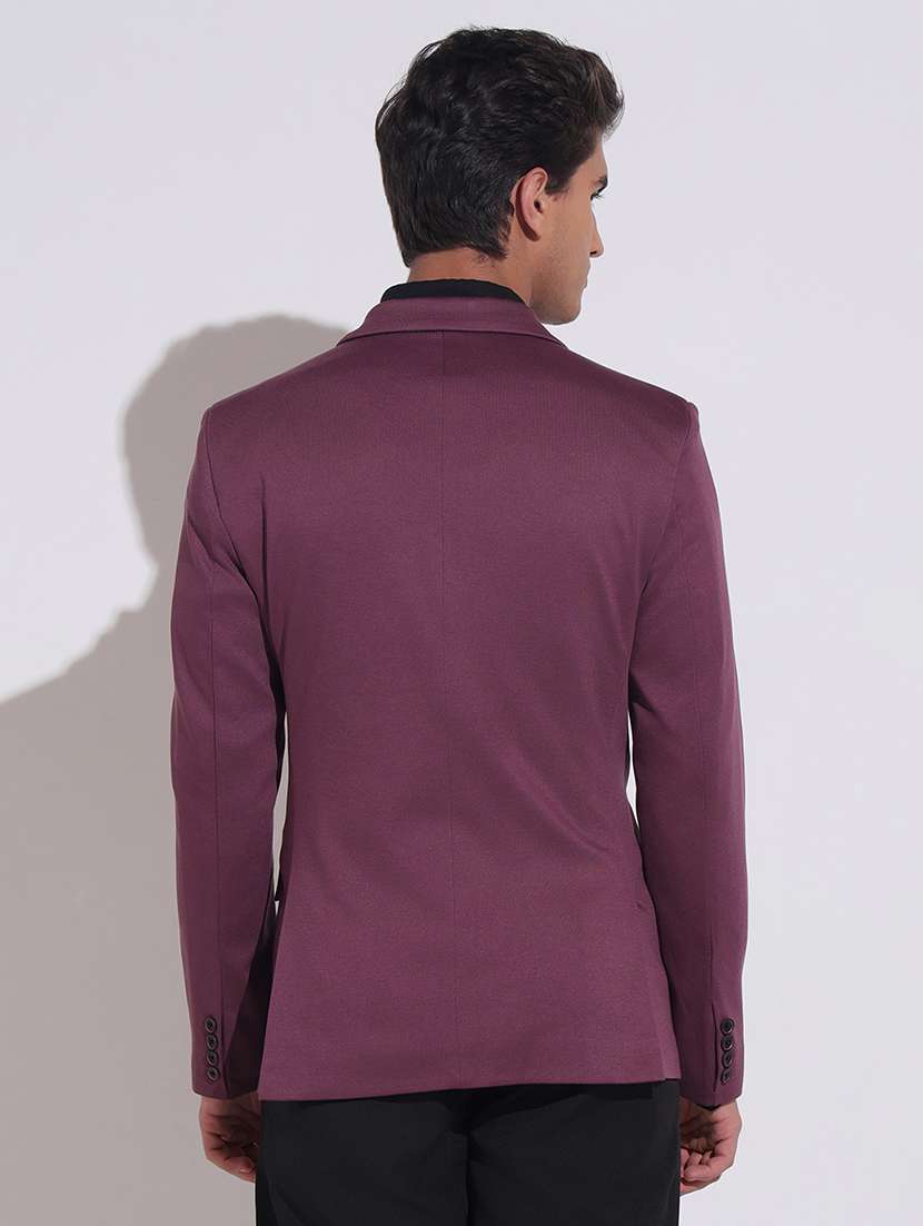 men solid lapel collar single breasted blazer - 22396295 -  Standard Image - 4