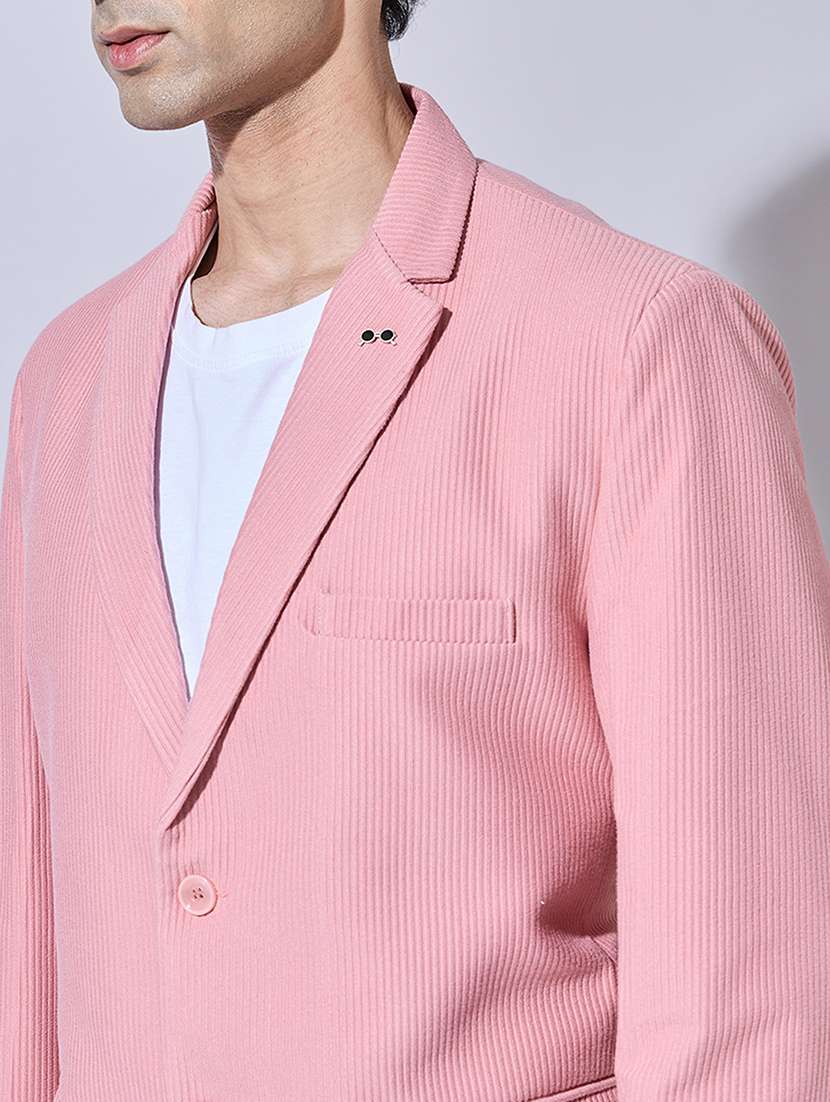 men solid lapel collar single breasted blazer - 22396303 -  Standard Image - 1