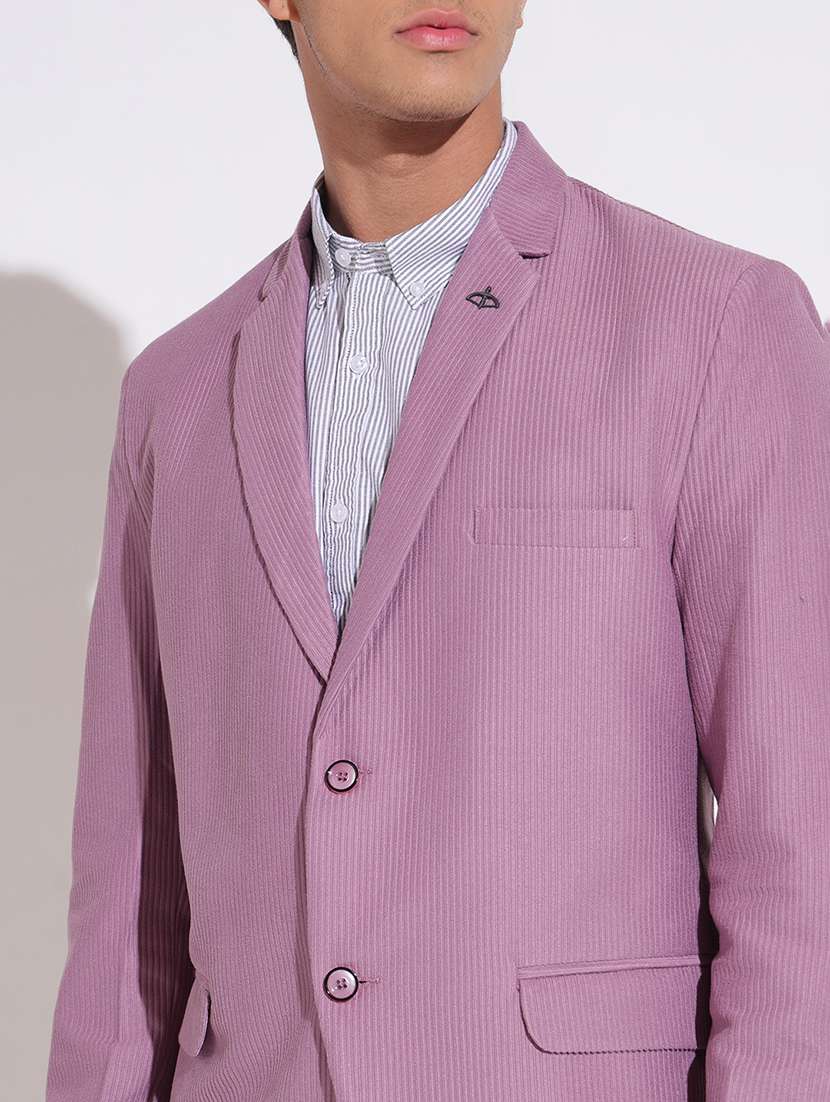 men solid lapel collar single breasted blazer - 22396304 -  Standard Image - 1