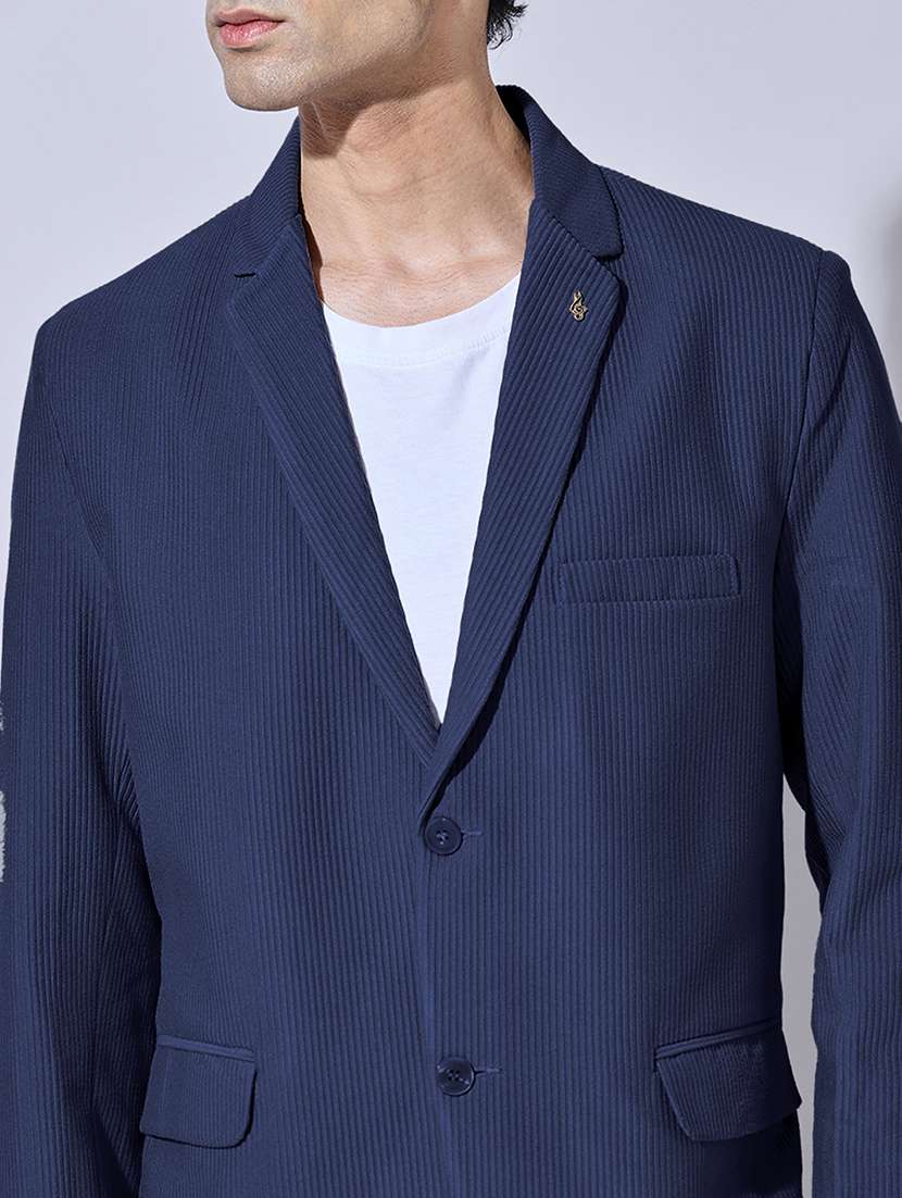 men solid lapel collar single breasted blazer - 22396305 -  Standard Image - 1