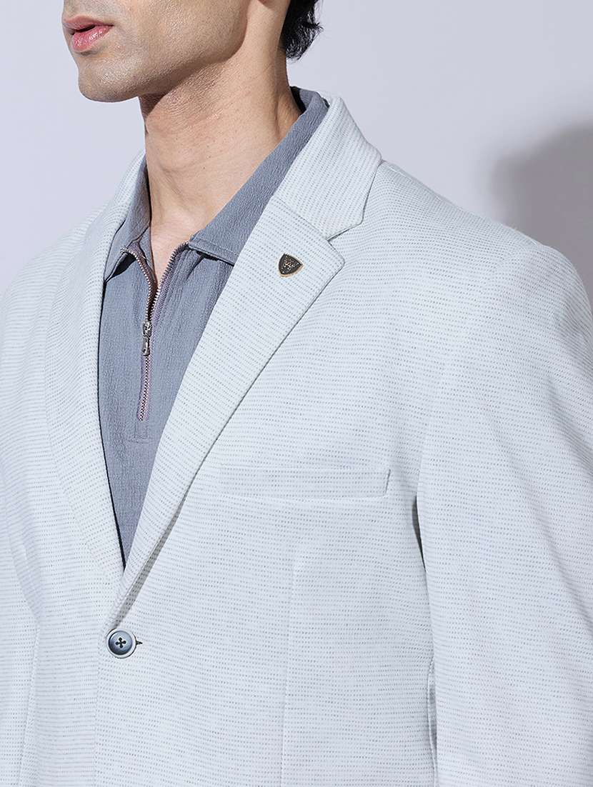 men printed lapel collar single breasted blazer - 22396309 -  Standard Image - 1