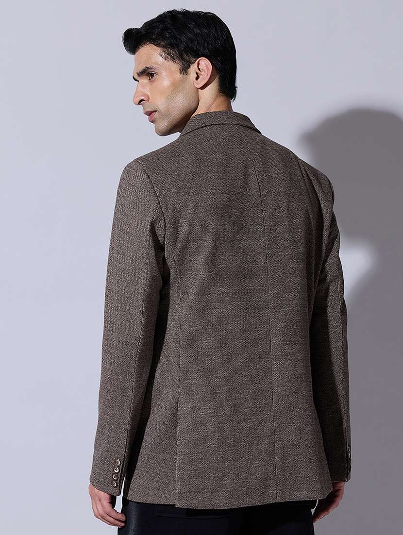 men solid lapel collar single breasted blazer - 22396314 -  Standard Image - 4