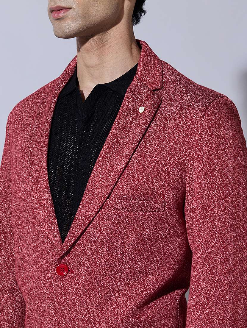 men textured lapel collar single breasted blazer - 22396315 -  Standard Image - 1