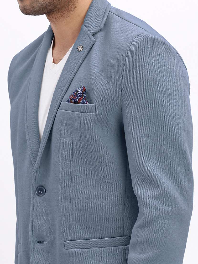 men solid lapel collar single breasted blazer - 22396320 -  Standard Image - 1