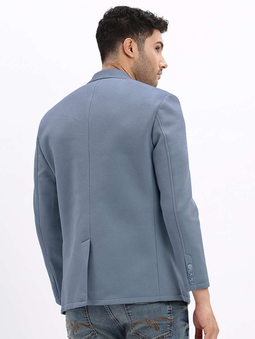 men solid lapel collar single breasted blazer - 22396320 -  Standard Image - 4