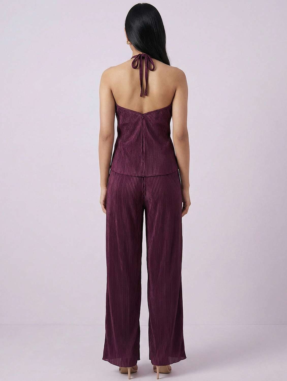 women solid top and trouser co-ord set - 22396790 -  Standard Image - 4