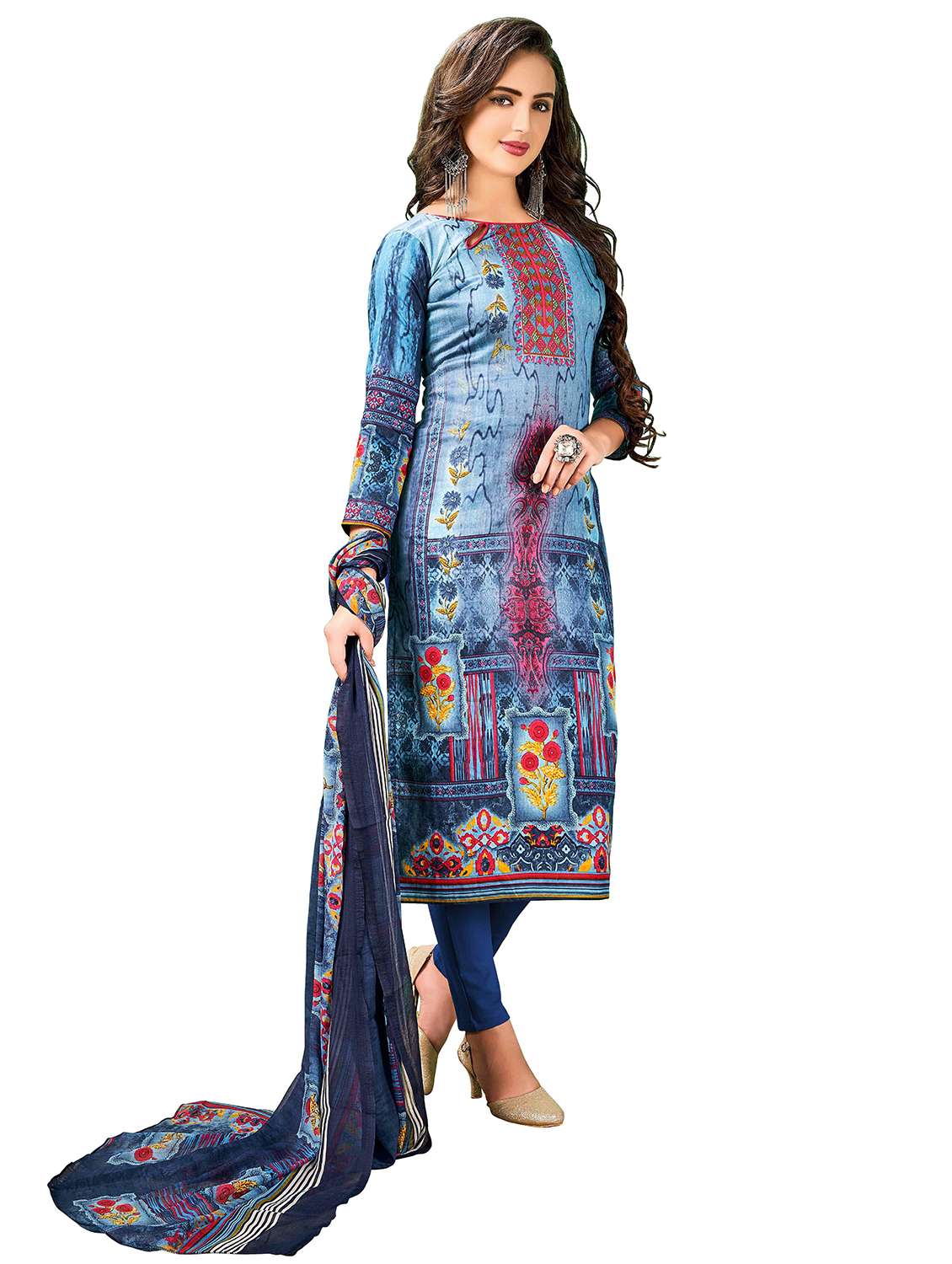 women printed unstitched suit set - 22396821 -  Standard Image - 1