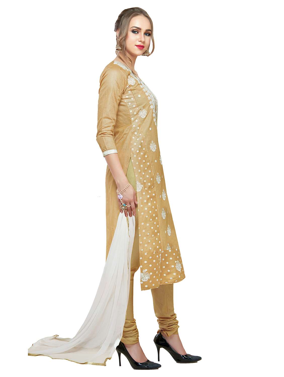 women solid with work unstitched suit set - 22396822 -  Standard Image - 1