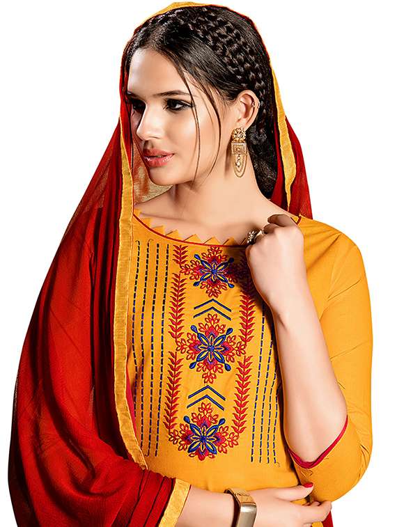 women solid with work unstitched suit set - 22396847 -  Standard Image - 1