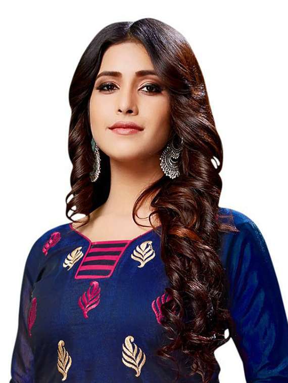 Women Solid With Work Unstitched Suit Set - 22396868 -  Standard Image - 1