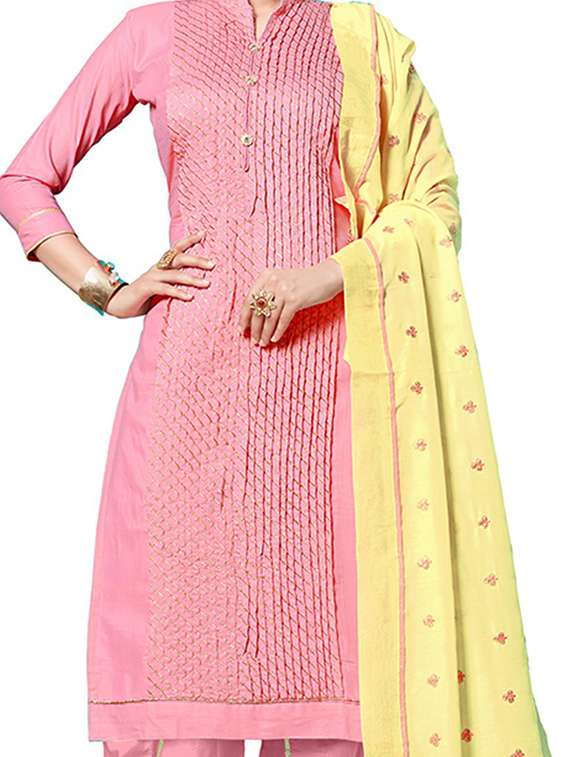 women solid with work unstitched suit set - 22396883 -  Standard Image - 1
