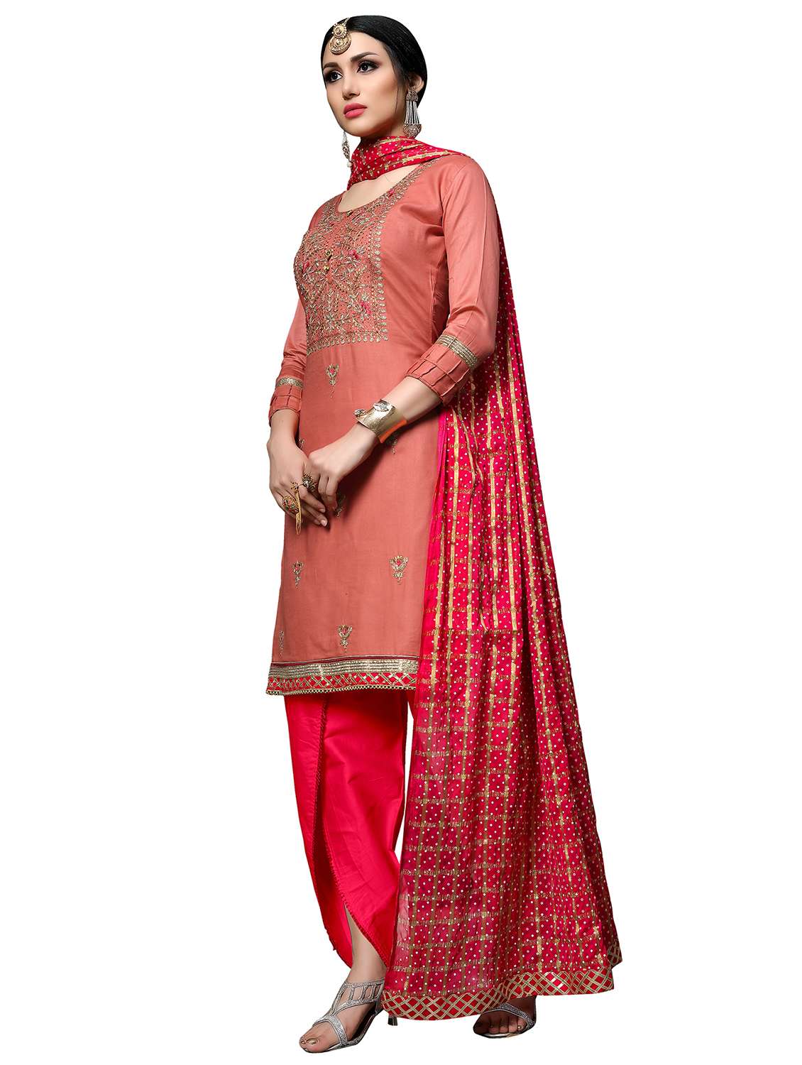 women solid with work unstitched suit set - 22396886 -  Standard Image - 1