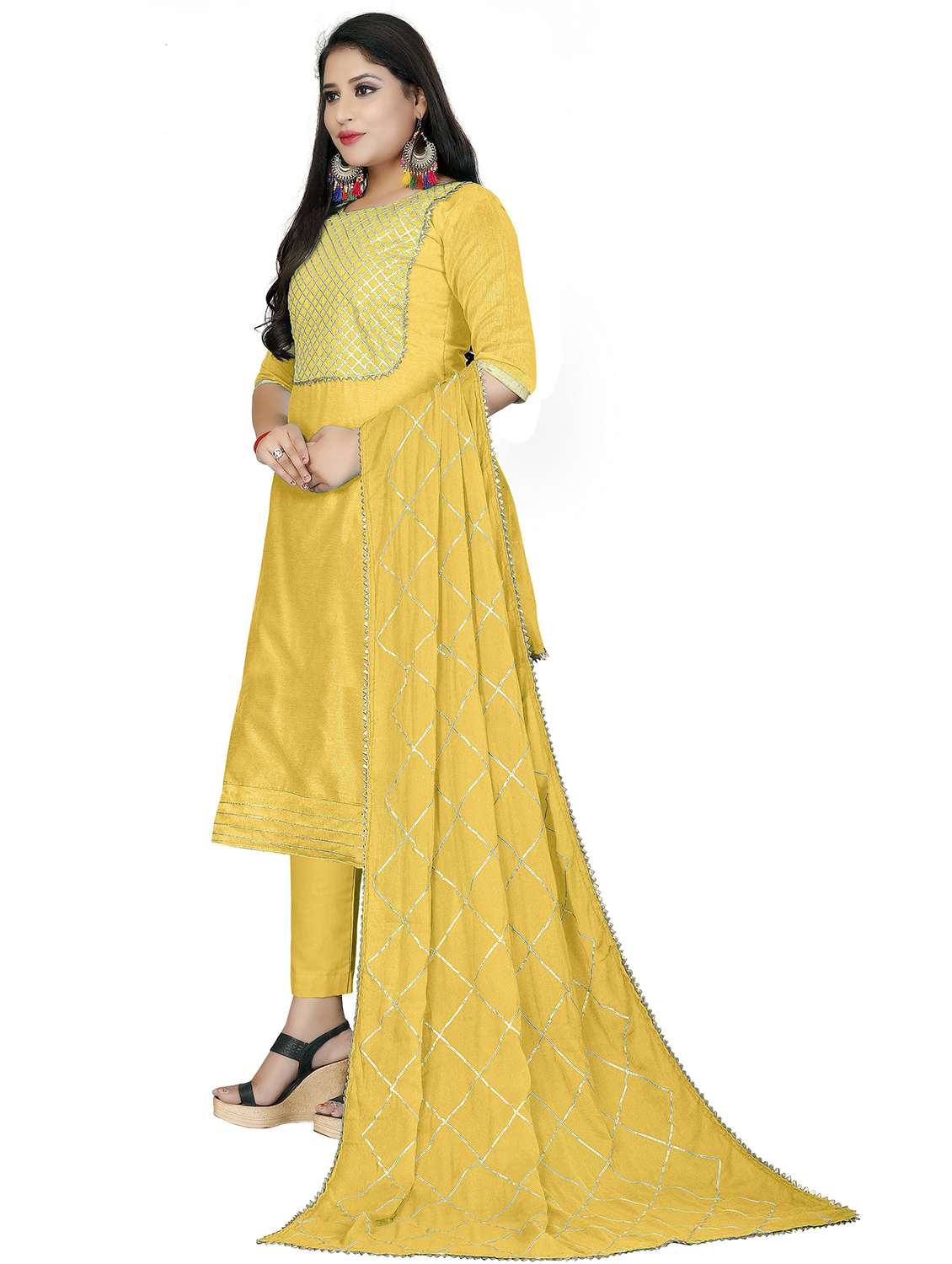women solid with work unstitched suit set - 22396899 -  Standard Image - 1