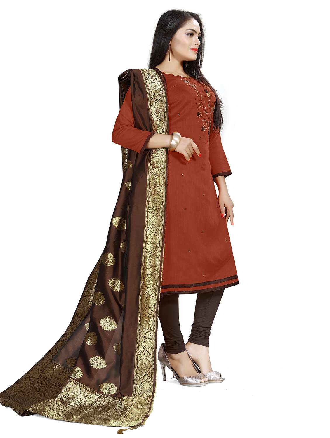 women solid with work unstitched suit set - 22396913 -  Standard Image - 1