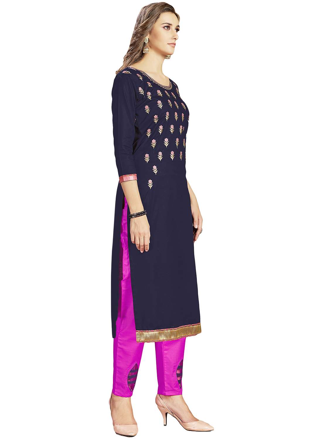 women solid with work unstitched suit set - 22396944 -  Standard Image - 1