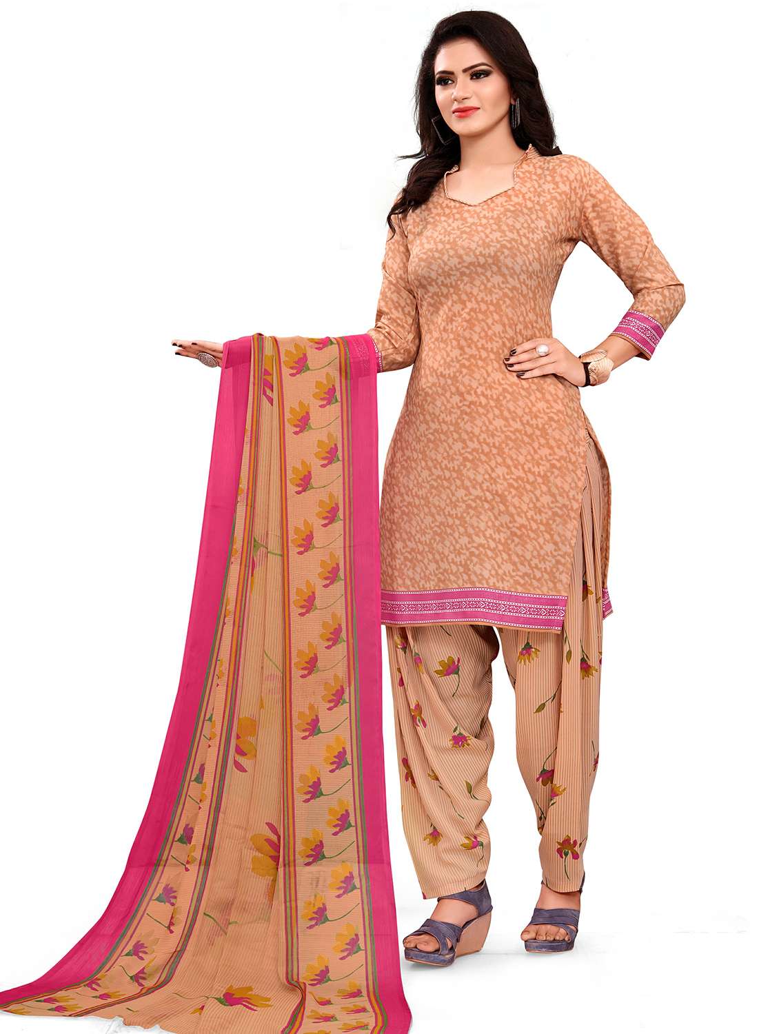 women printed unstitched suit set - 22396960 -  Standard Image - 1