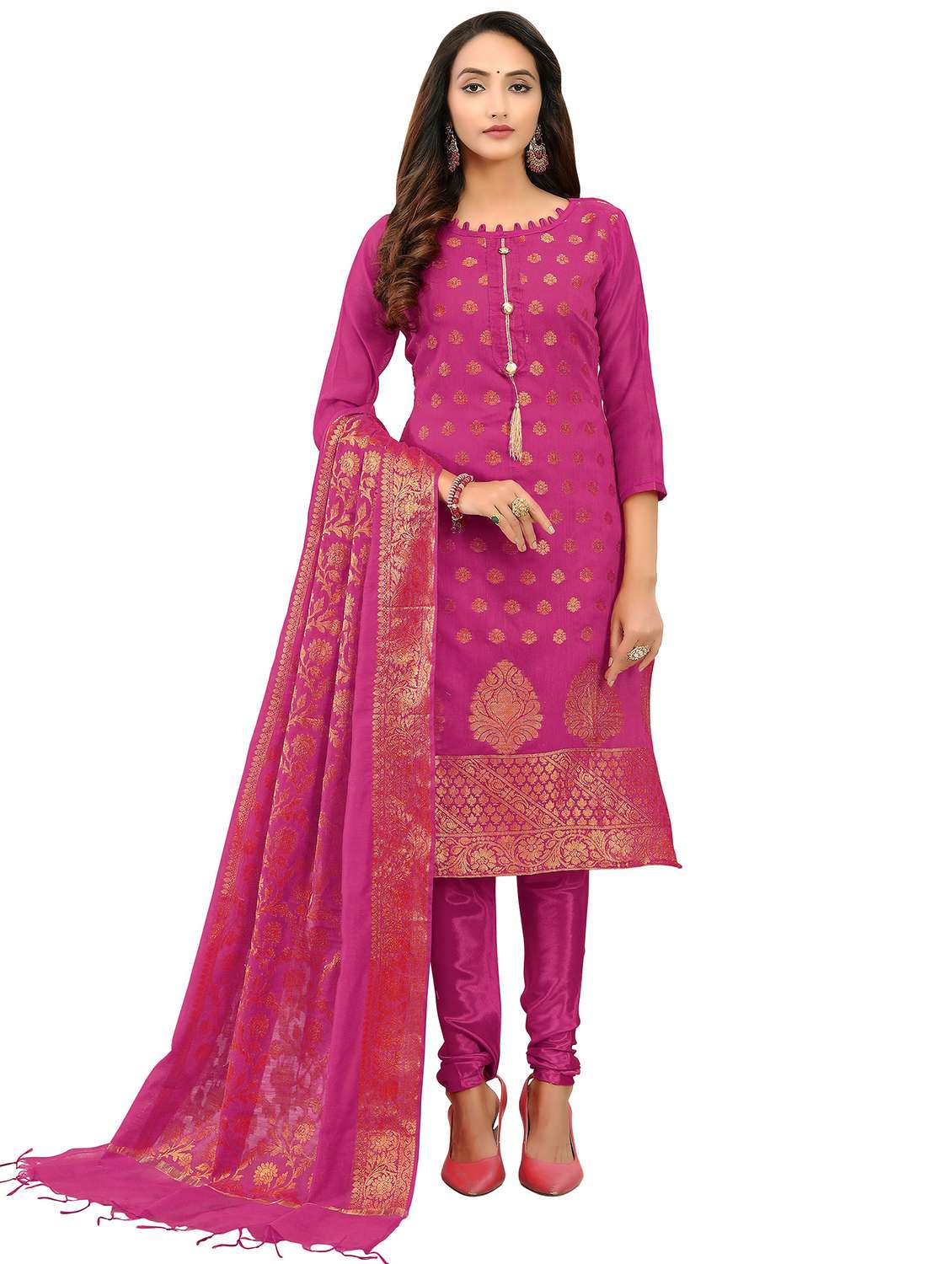women self design unstitched suit set