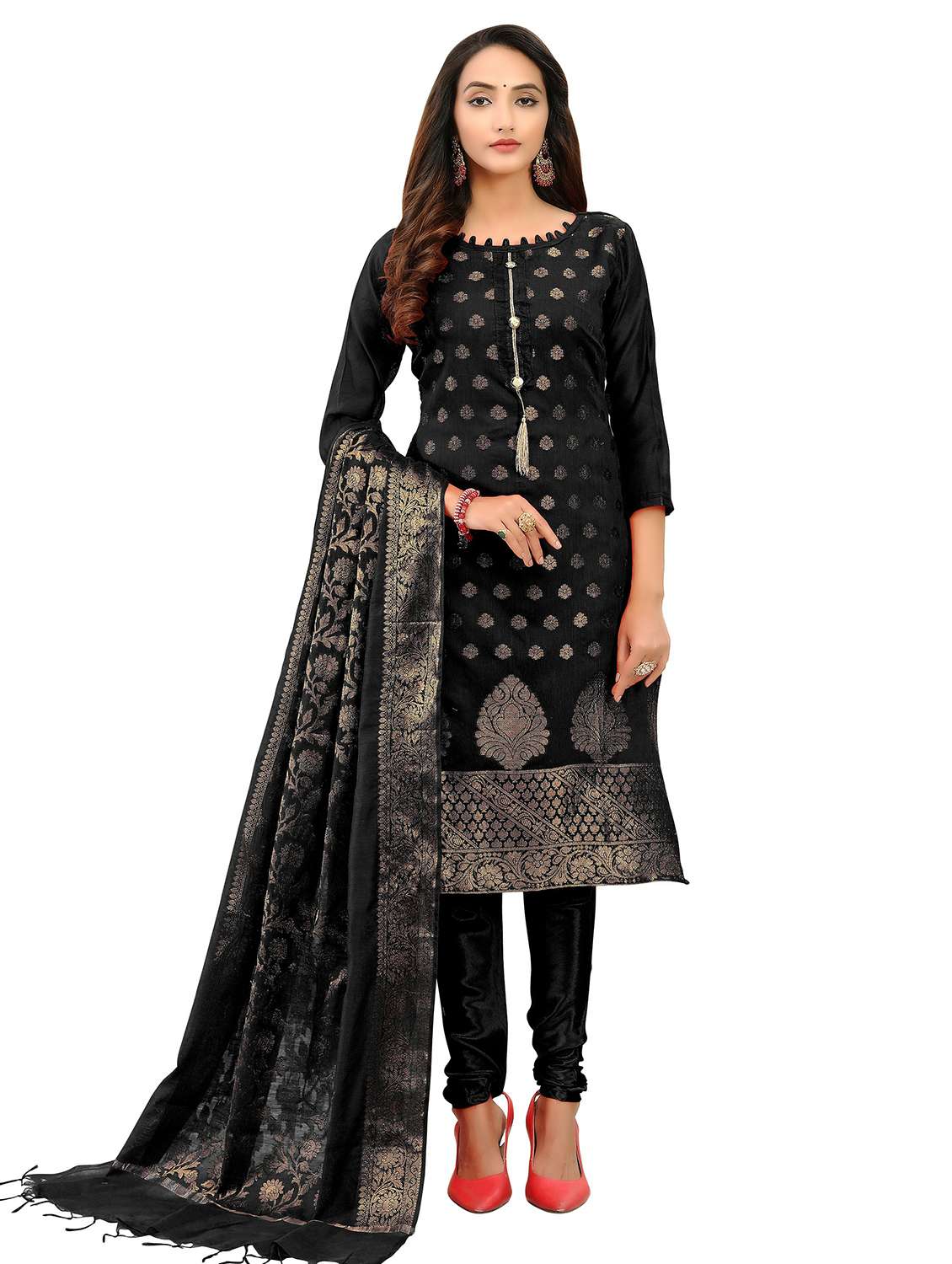 women self design unstitched suit set