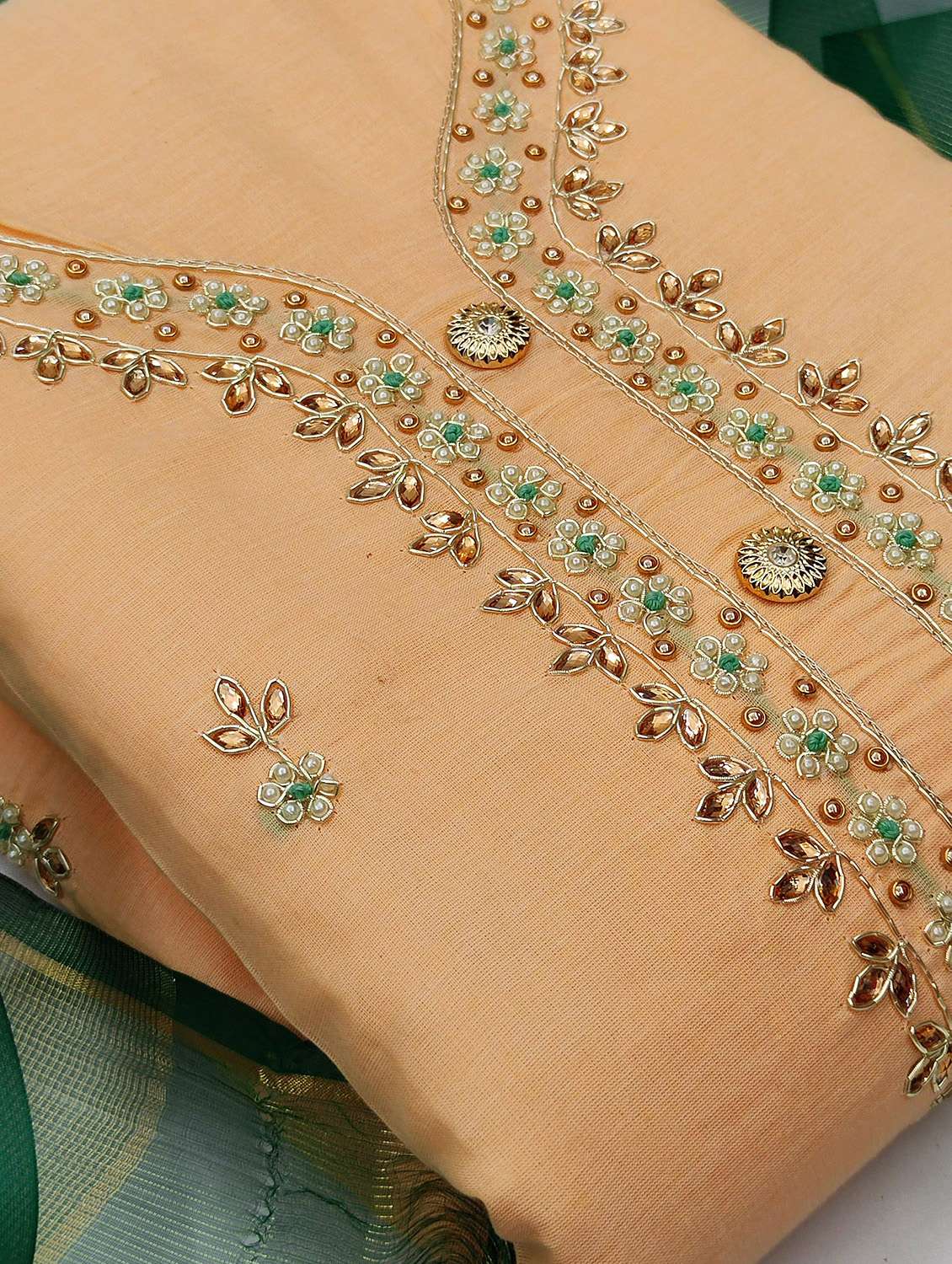 women solid with work unstitched suit set - 22397040 -  Standard Image - 1