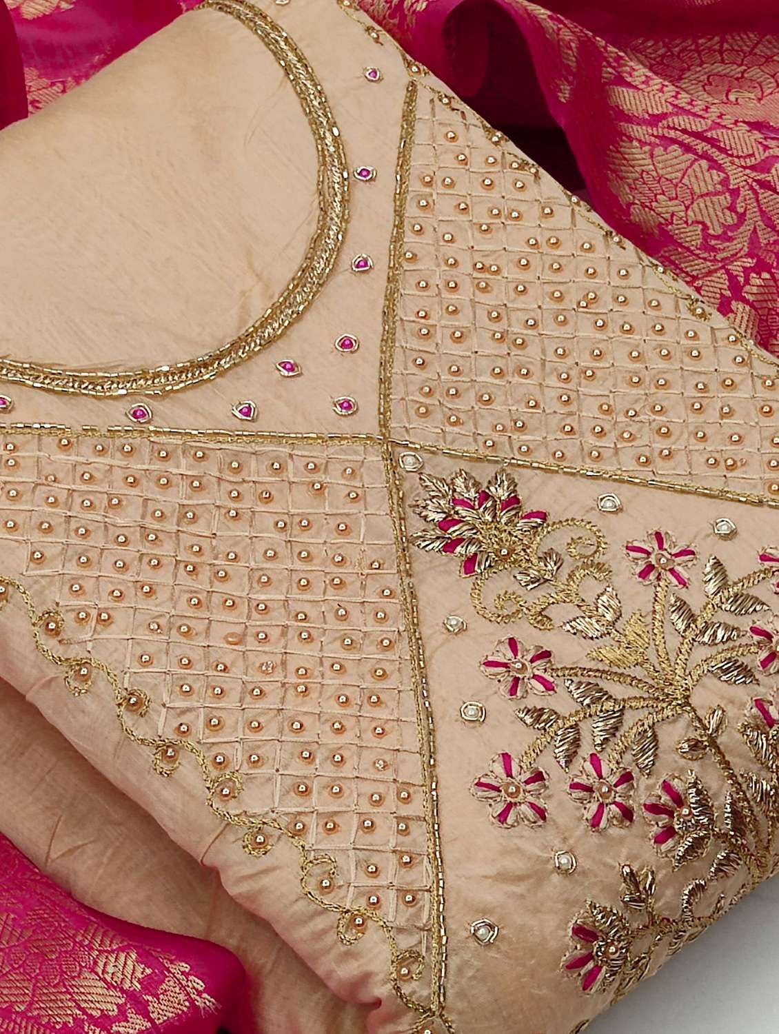 women solid with work unstitched suit set - 22397043 -  Standard Image - 1