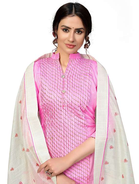 women solid with work unstitched suit set - 22397068 -  Standard Image - 1