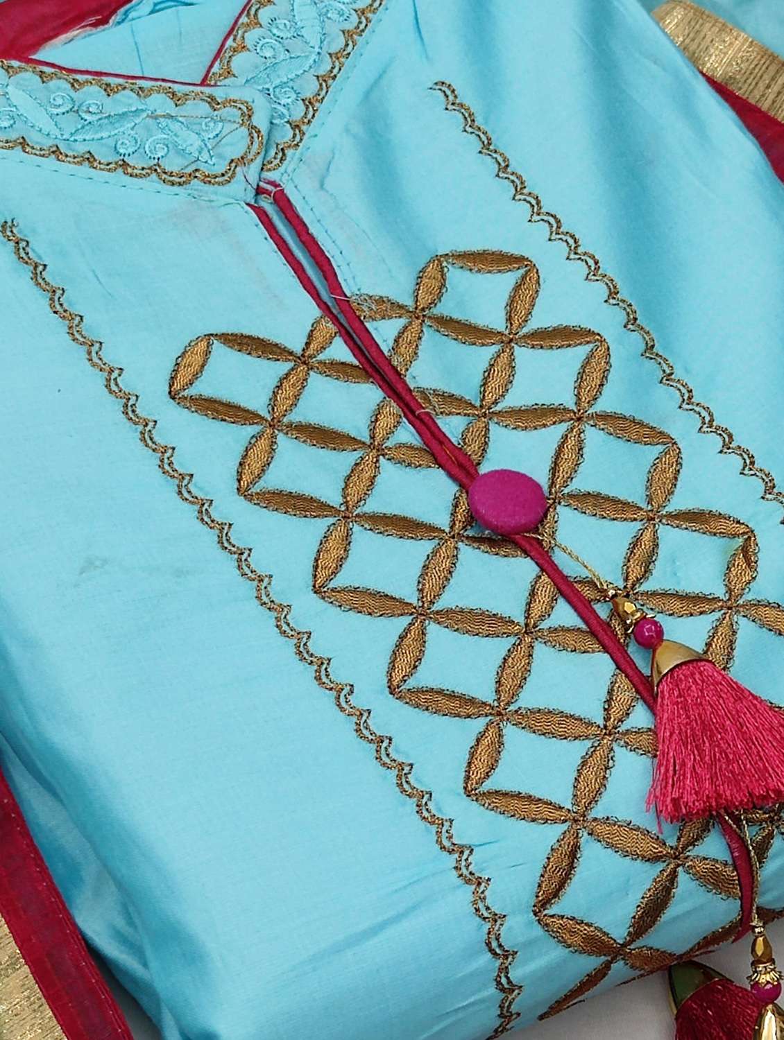 women solid with work unstitched suit set - 22397094 -  Standard Image - 1